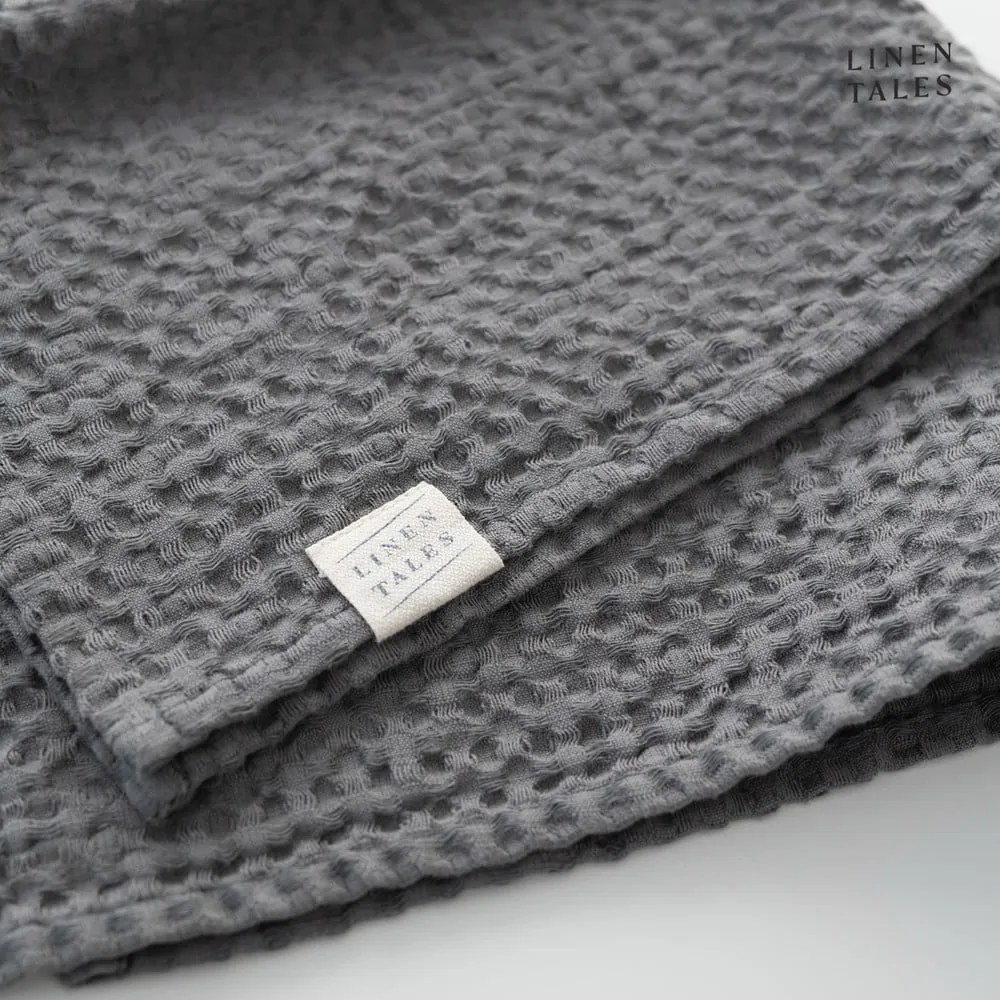 Asciugamani e teli da bagno grigio scuro in un set di 3 pezzi Dark Grey - Linen Tales