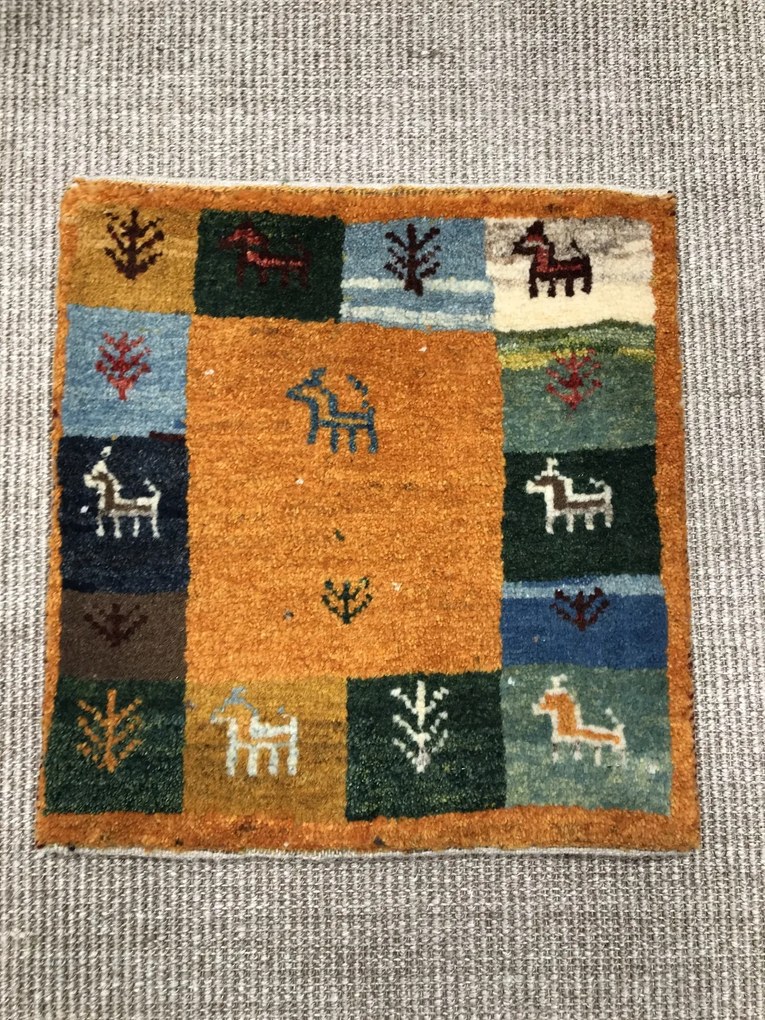 Gabbeh Tappeto persiano 40x40 Giallo (Iran) Annodato A Mano
