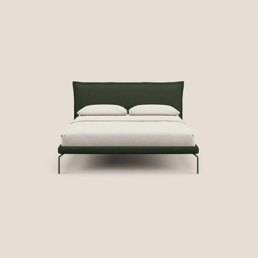 Eric letto imbottito design minimal in morbido tessuto impermeabile T14 verde