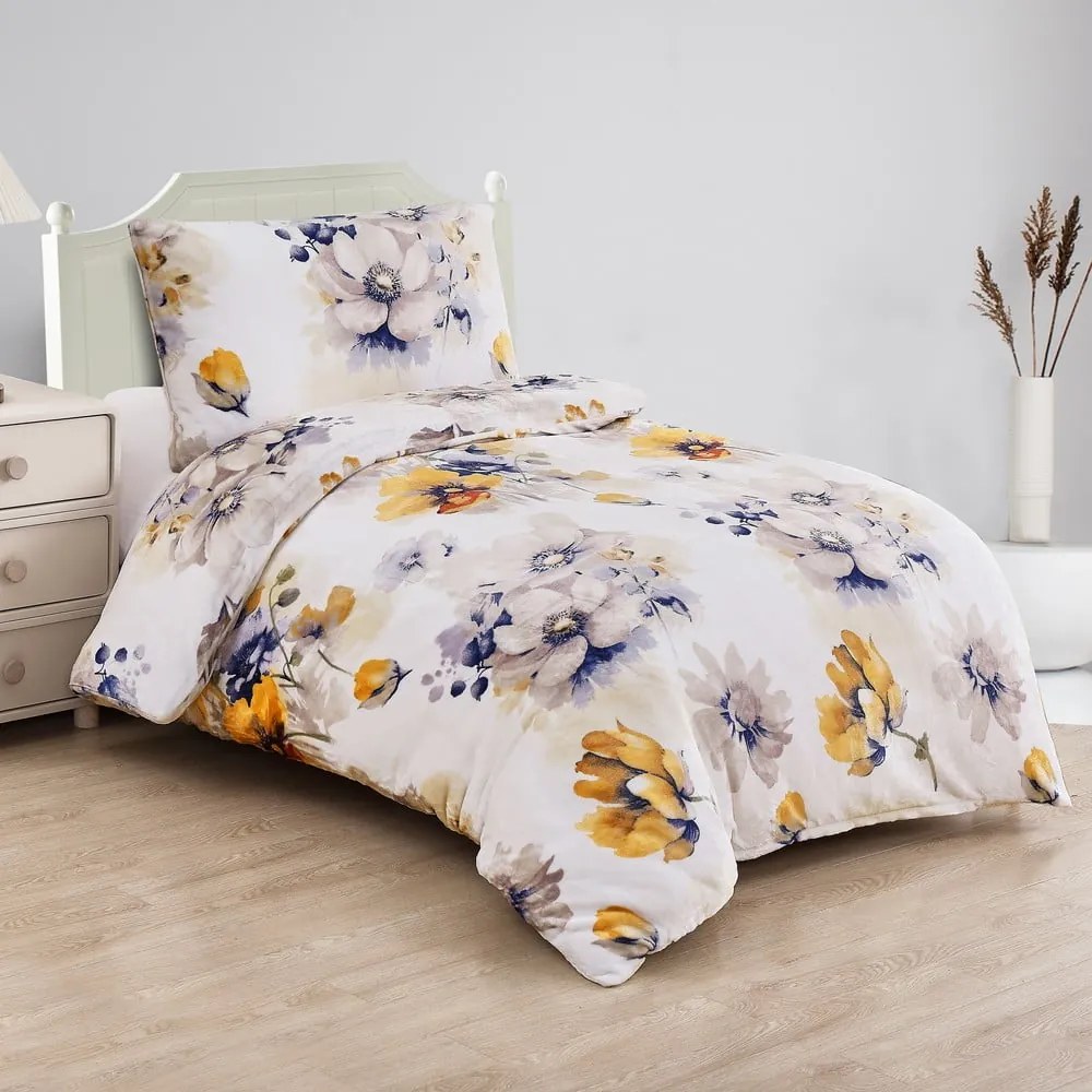 Set copripiumino e federa bianco in micropile per letto singolo 140x200 cm Blossom – My House