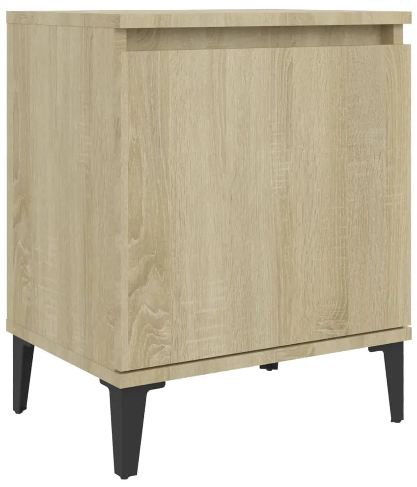 Comodino con gambe in metallo rovere sonoma 40x30x50cm