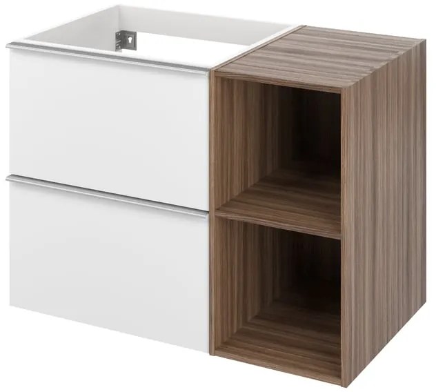 Mobile da bagno sospeso sotto lavabo Vague L 80 x H 55 x P 45 cm bianco laminato opaco, 2 cassetti SENSEA