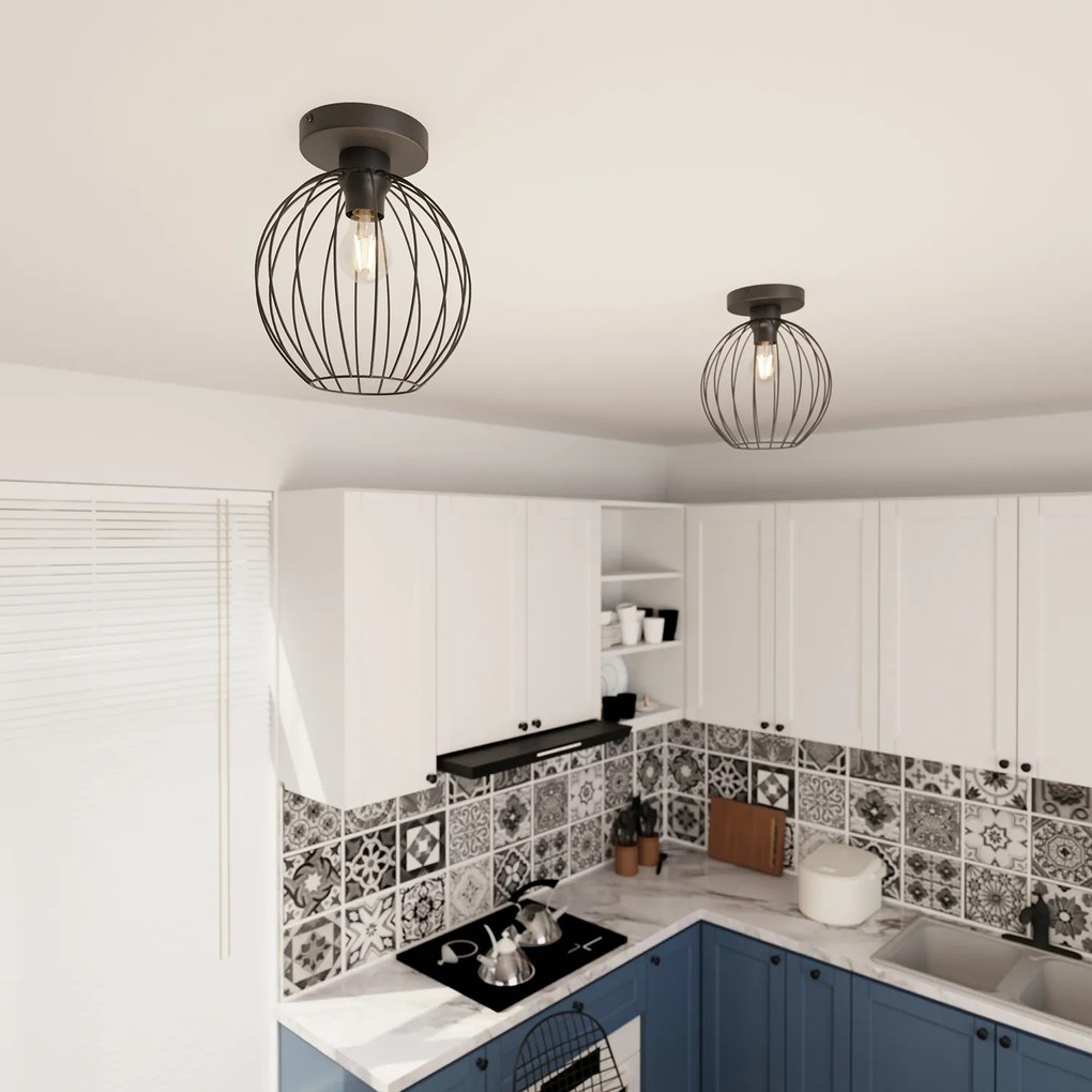 Plafoniera Minimal Industrial Geb 1 Luce Nera