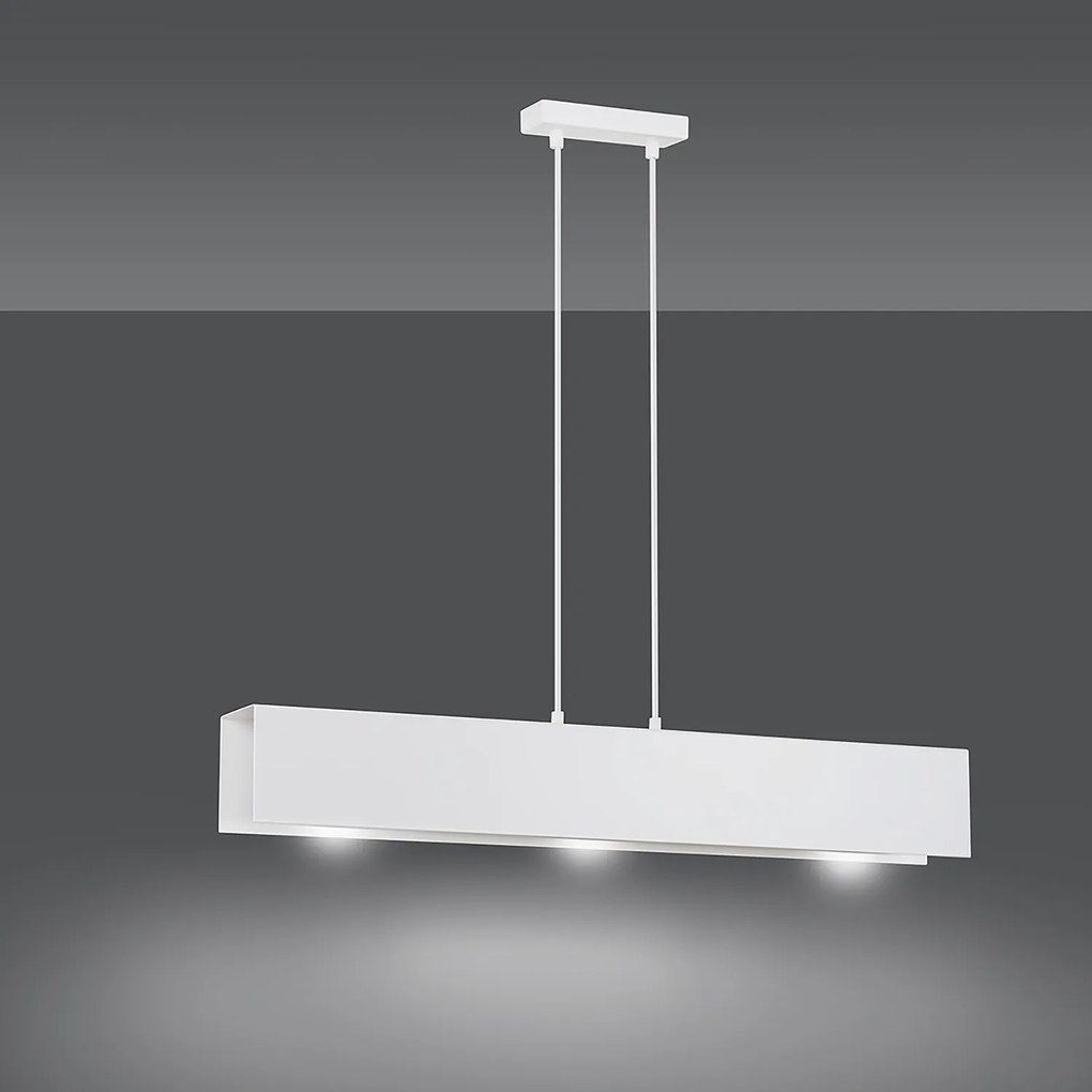 Lampadario Moderno 3 Luci Hachiman In Acciaio Bianco