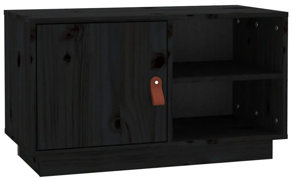 Mobile porta tv nero 70x34x40 cm in legno massello di pino