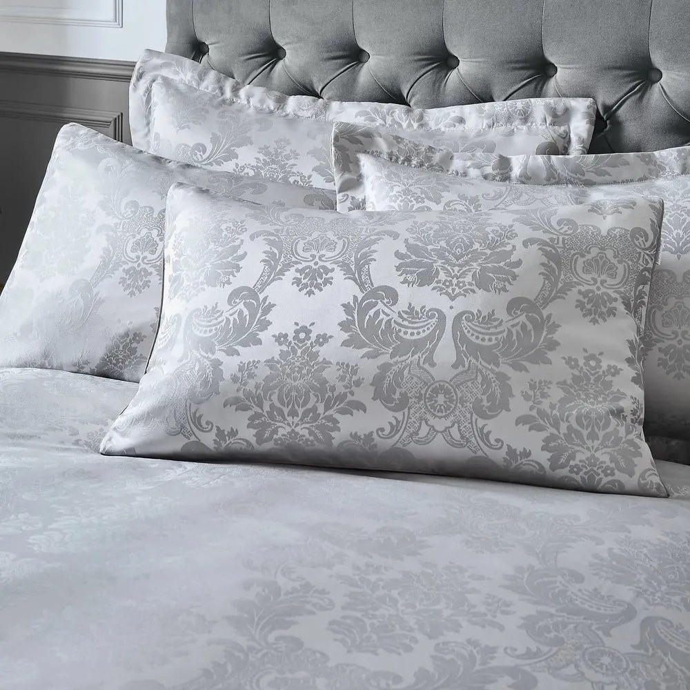 Set copripiumino e federa grigio in tessuto damascato per letto matrimoniale e per letto esteso 230x220 cm Damask Jacquard – Catherine Lansfield