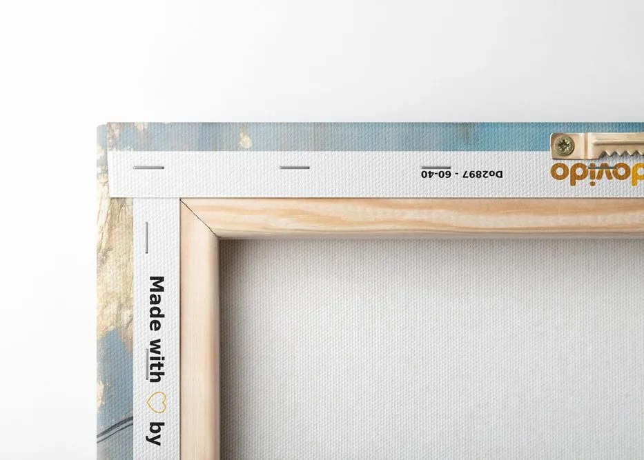Quadro su tela – Fiore bianco con foglie dorate