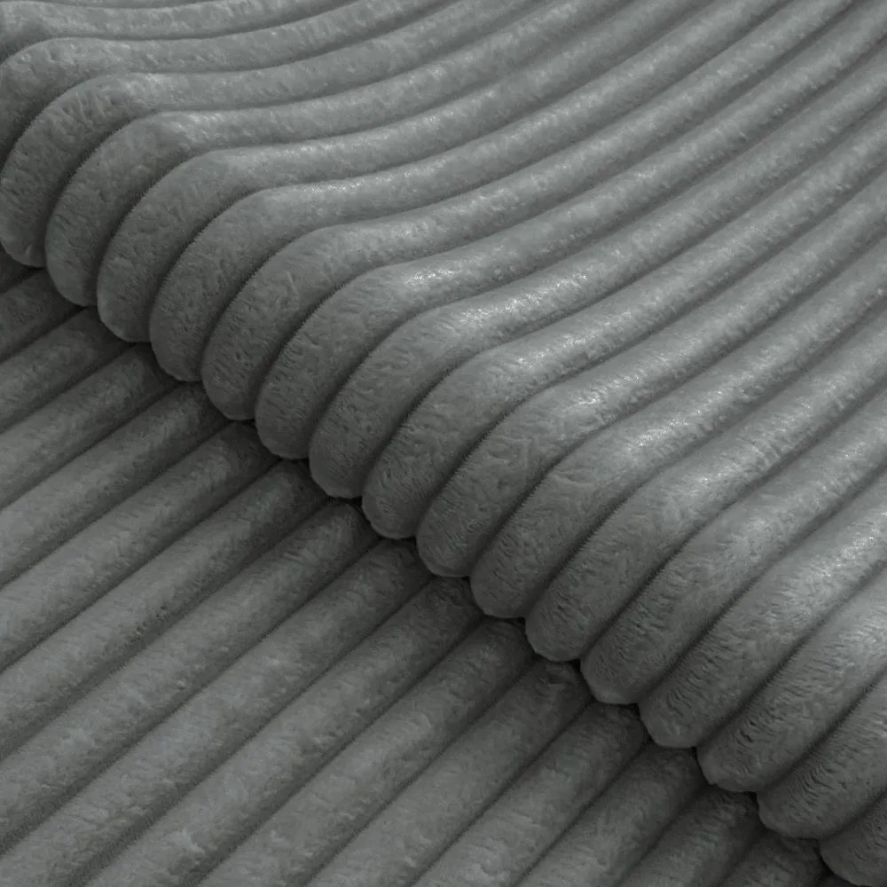 Divano angolare grigio (con penisola a sinistra/a L) con rivestimento in velluto a coste Marbeya – Ropez