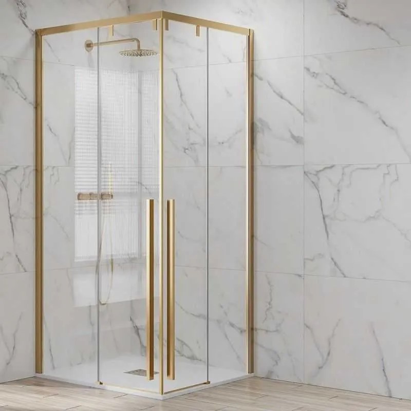 Kamalu - Box doccia 110x120 colore oro satinato doppio scorrevole vetro 8mm | KSA1000G