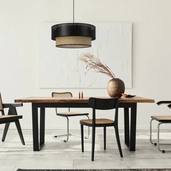 Lampadario a cavo BORHO 1xE27/60W/230V Ø 40 cm nero/iuta