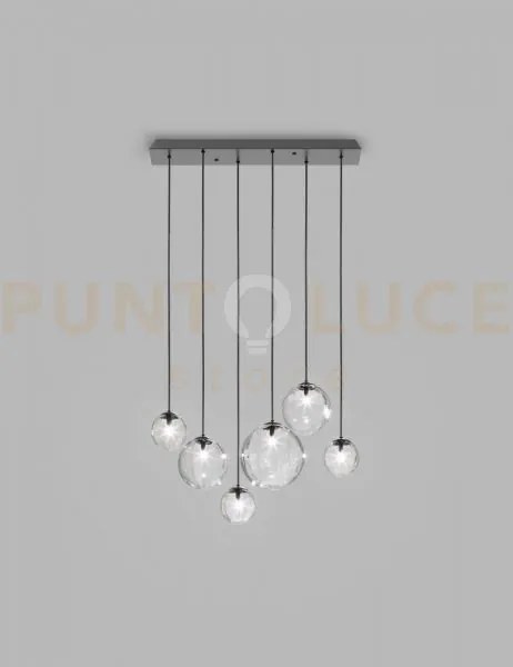 Puppet sospensione l6 cristallo trasparente nero opaco 6 luci attac...