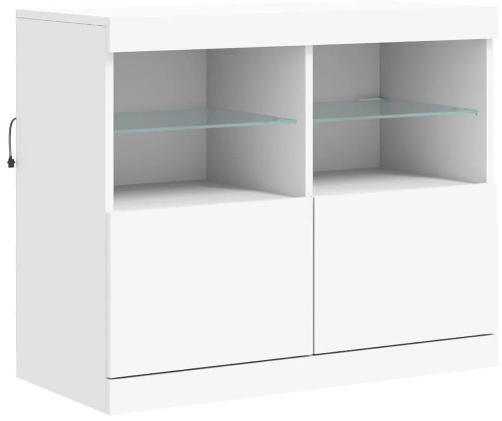 Credenza con luci led bianca 81x37x67 cm