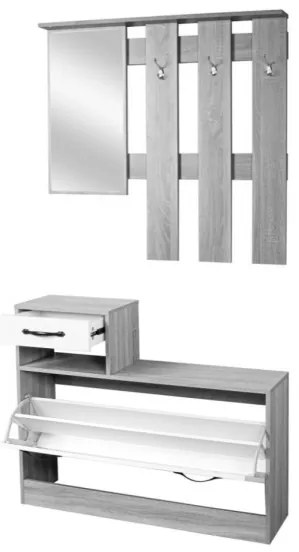 Mobile ingresso con specchio e scarpiera bianco opaco Rudolf XL