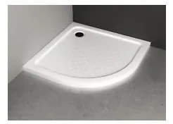 Piatto doccia semicircolare 80 x 80 cm H 10 cm porcellana antiscivolo bianco
