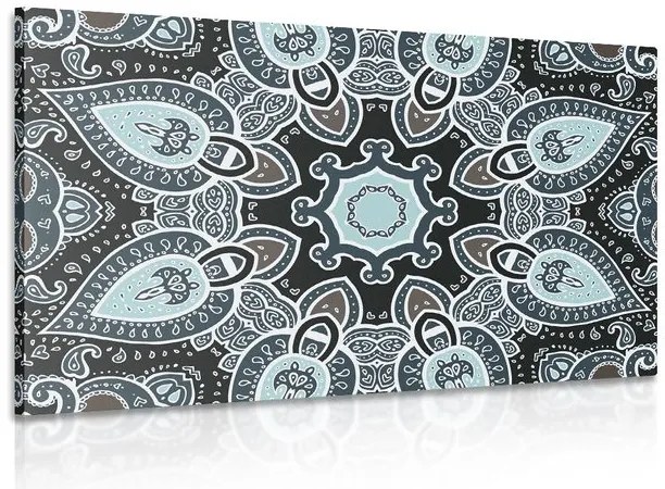 Quadro su tela – Mandala con motivo indiano in azzurro