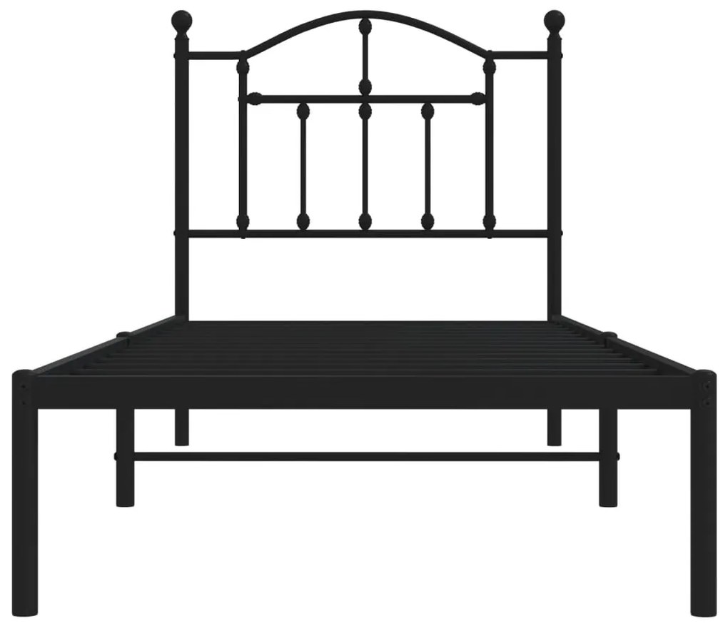 Giroletto con testiera in metallo nero 80x200 cm
