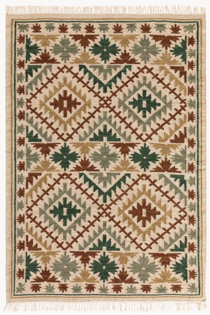 Tappeto kilim tessuto a mano con frange Zohra