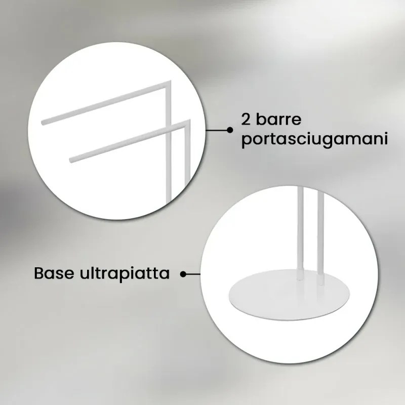 Piantana portasciugamani da appoggio in acciaio bianco opaco Style
