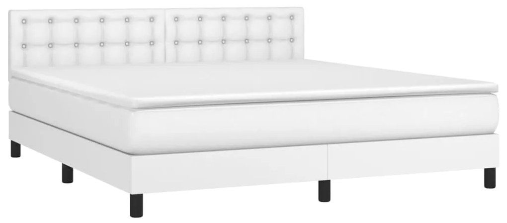 Giroletto a molle con materasso bianco 180x200 cm in similpelle