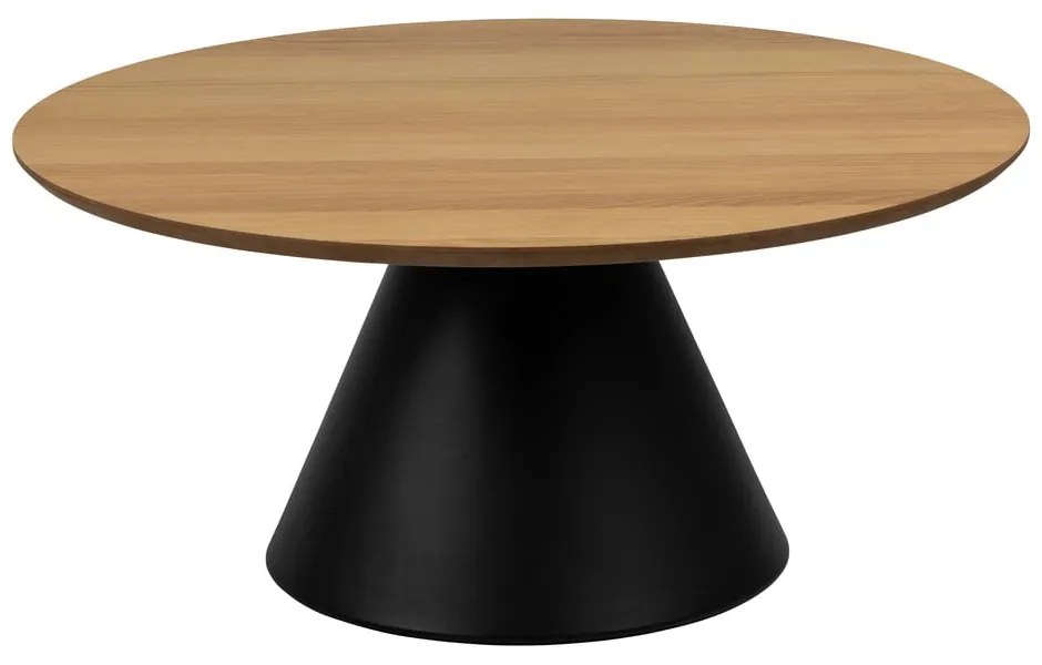 Tavolino rotondo nero e naturale con piano in rovere ø 85 cm Soli - Actona