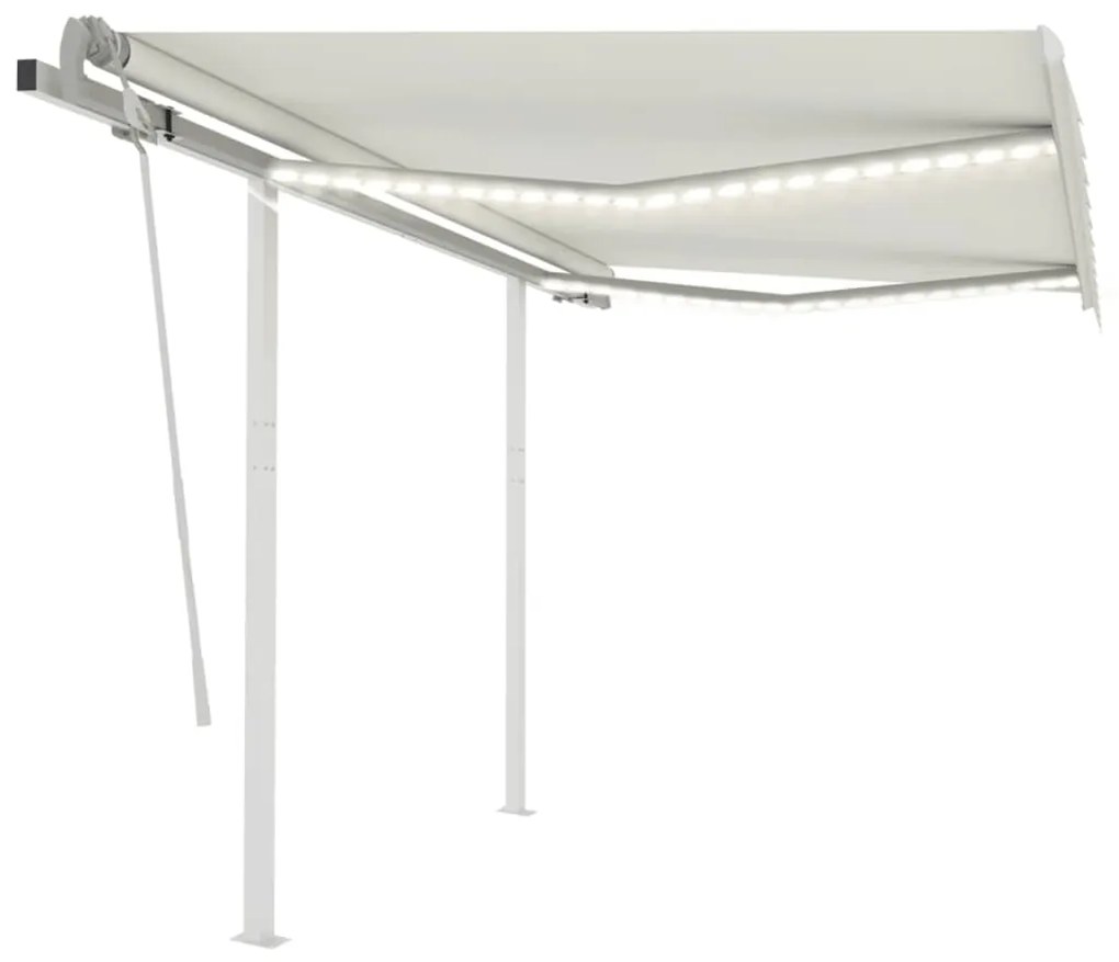 Tenda Da Sole Retrattile Manuale Con Led 3,5x2,5 M Crema /