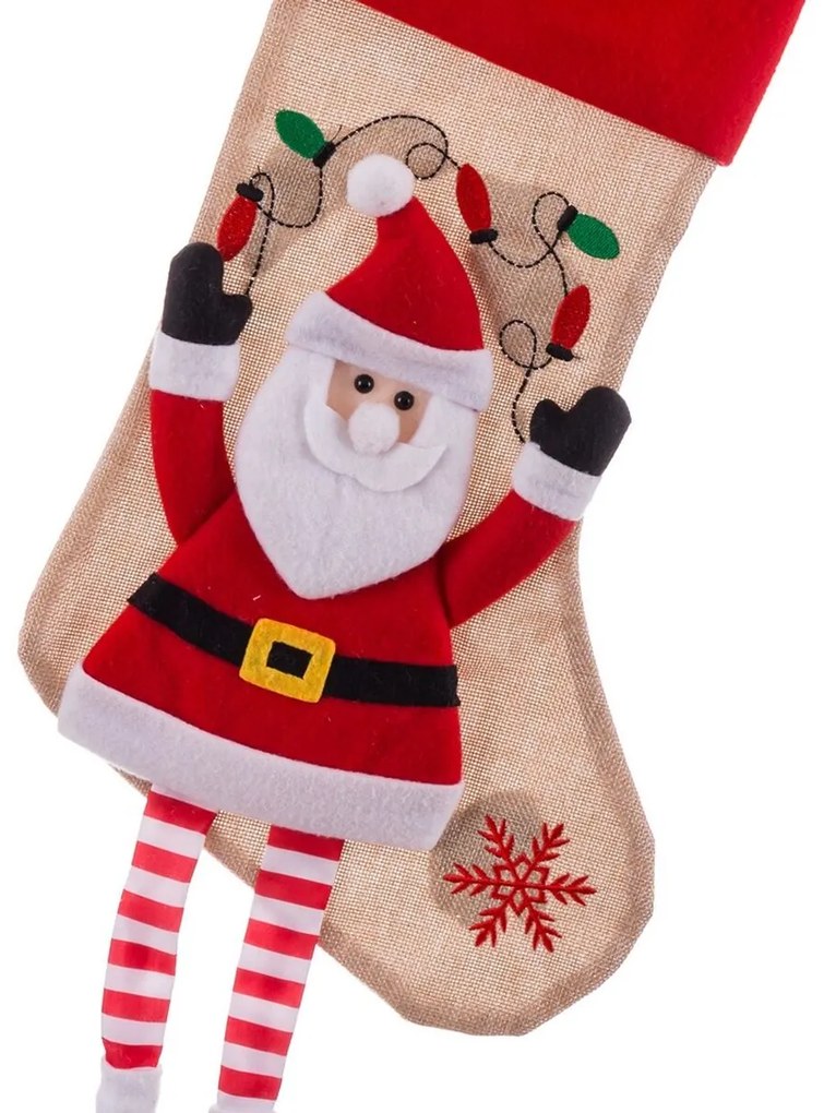 Calza di Natale Multicolore Tessuto Babbo Natale 47 x 28 x 28 cm