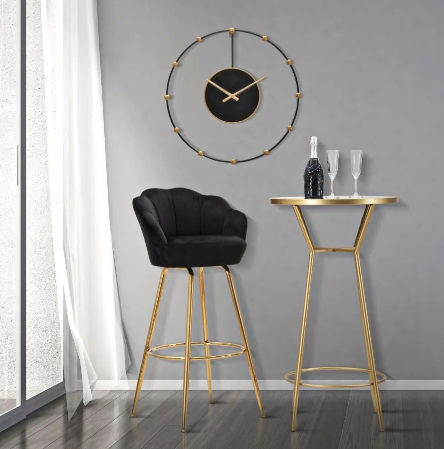 Sgabello Bar Vienna Nero 55x53x110 cm Spugna e Tessuto e Metallo Nero e Oro...