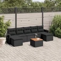 Set Divani da Giardino con Cuscini 8 pz Nero in Polyrattan 3224690