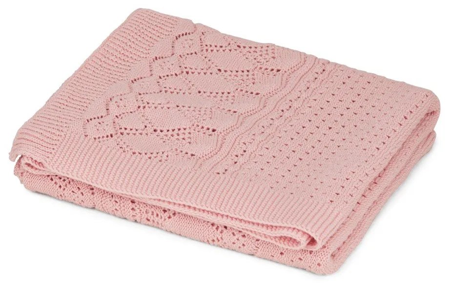 Coperta per bambini rosa polveroso in cotone organico lavorata a maglia 80x100 cm Sorbet – Cam Cam Copenhagen