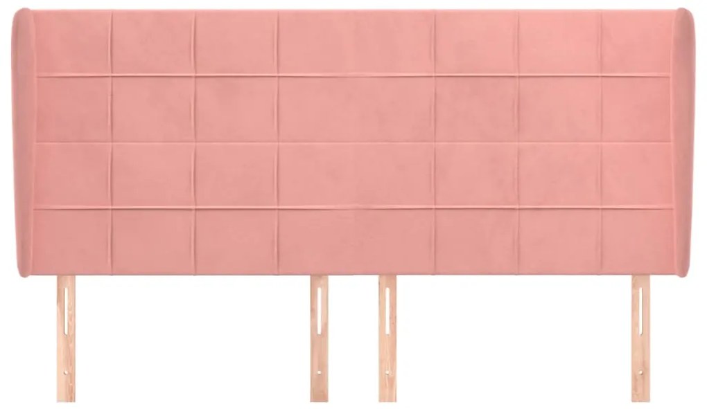 Testiera ad orecchio rosa 183x23x118/128 cm in velluto