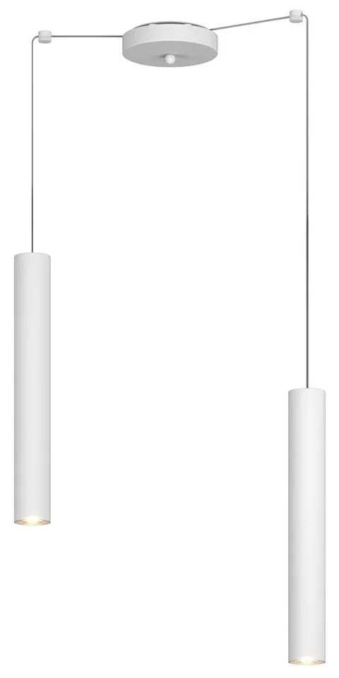 Lampadario Industrial-Minimal Xeana Metallo Bianco 2 Luci Gu10