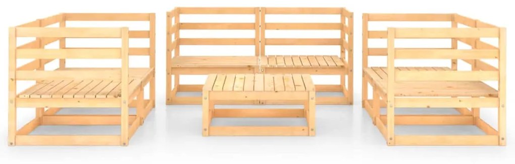 Set Divani da Giardino 7 pz con Cuscini Legno Massello di Pino