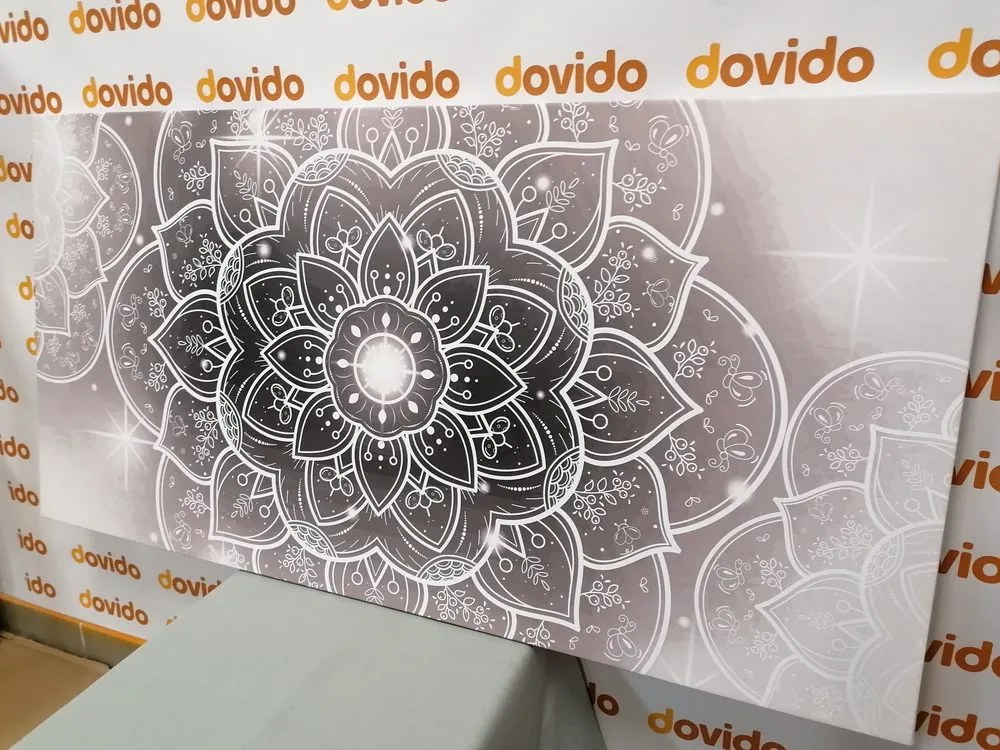 Stampa su tela – Mandala orientale in bianco e nero