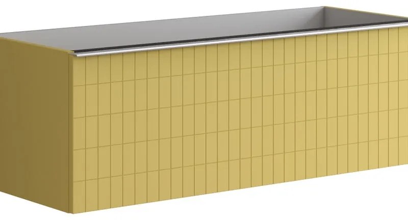 Mobile da bagno sotto lavabo Pixel grid giallo sole e maniglia alluminio brillante laccato L 120 x H 40 x P 45.5 cm 2 cassetti, lavabo non incluso