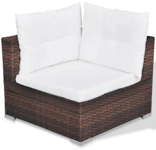 Set Divani da Giardino 10 pz con Cuscini in Polyrattan Marrone