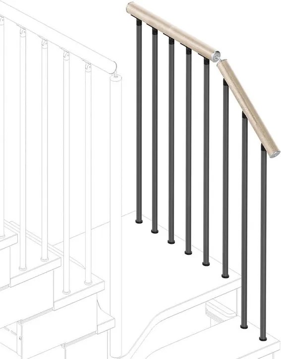 Balaustra in kit IRIS Gala in legno grigio antracite, corrimano in legno bianco, L 120 cm fissaggio a pavimento