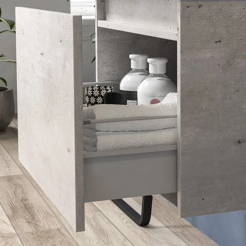 Mobile lavabo 60 cm con cassetto scorrevole e lavabo incasso SP-60A - KAMALU