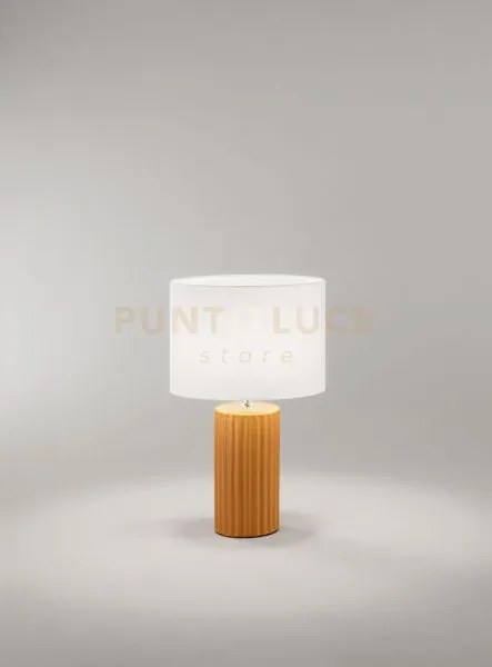 Lampada tribale da tavolo arancione paralume in tessuto bianco atta...