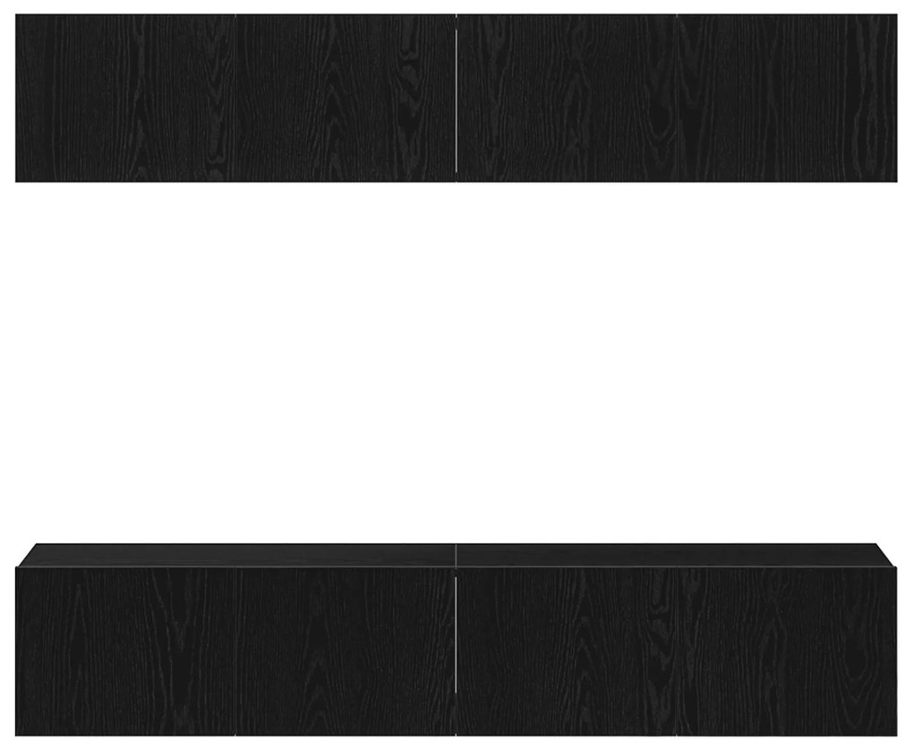 Set di mobili tv a parete in 4 pezzi in legno ingegnerizzato nero e rovere