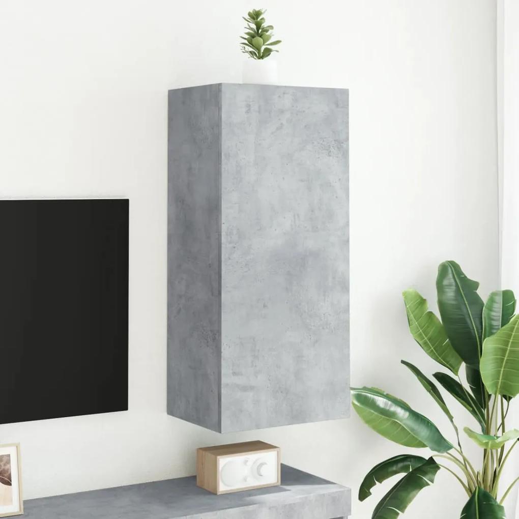 Mobile tv parete grigio cemento 40,5x30x90 cm legno multistrato