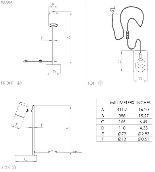 Eglo 98855 - Lampada da tavolo LED CEPPINO 1xGU10/4,5W/230V nera