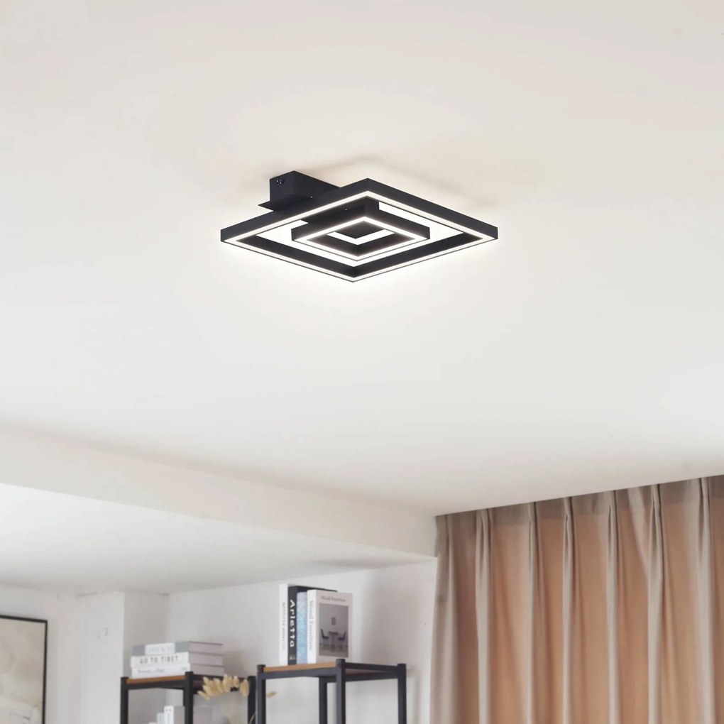Plafoniera a LED Madamo Lindby, Nero, Soggiorno / Sala da pranzo, Alluminio, Moderno, Plafoniera LED