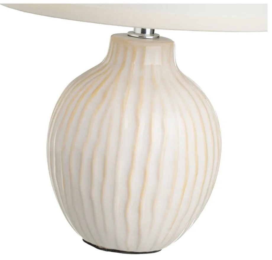 Lampada da tavolo in ceramica color crema con paralume in tessuto (altezza 28 cm) - Casa Selección