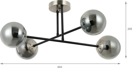 Brilagi - Plafoniera MALIVA 4xE14/15W/230V cromo opaco/fumé