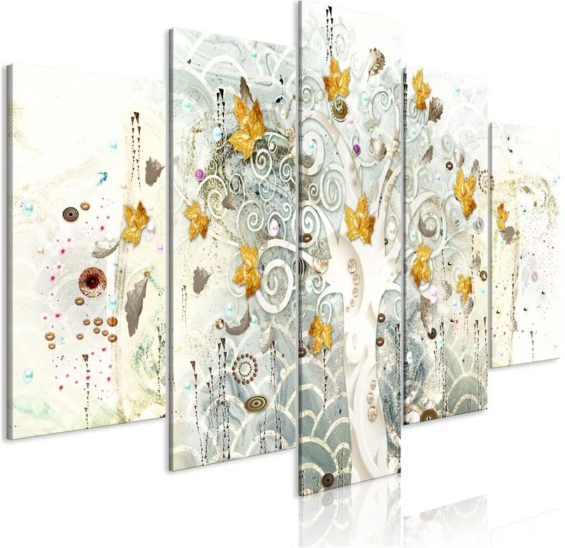 Quadro Autumn Leaves (5 Parts) Wide  Colore Verde, Dimensioni e Misure 100x50