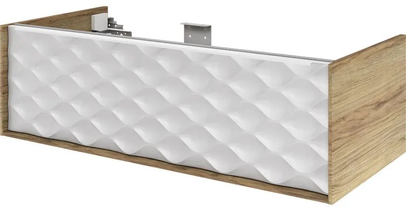 Mobile da bagno sospeso sotto lavabo L 105 x H 32 x P 48 cm beige laccato lucido, 1 cassetto SENSEA Neo