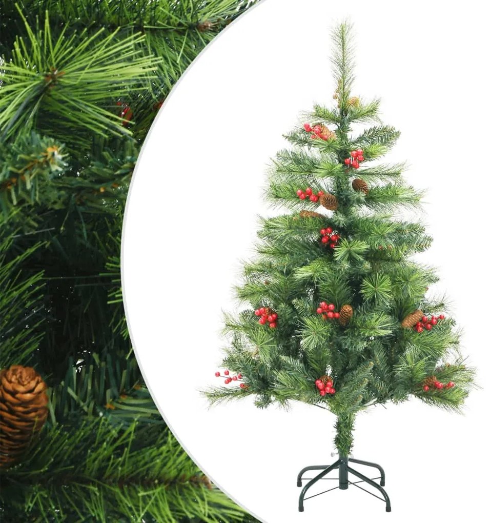 Albero Natale Artificiale Incernierato Con Pigne E Bacche 150cm /