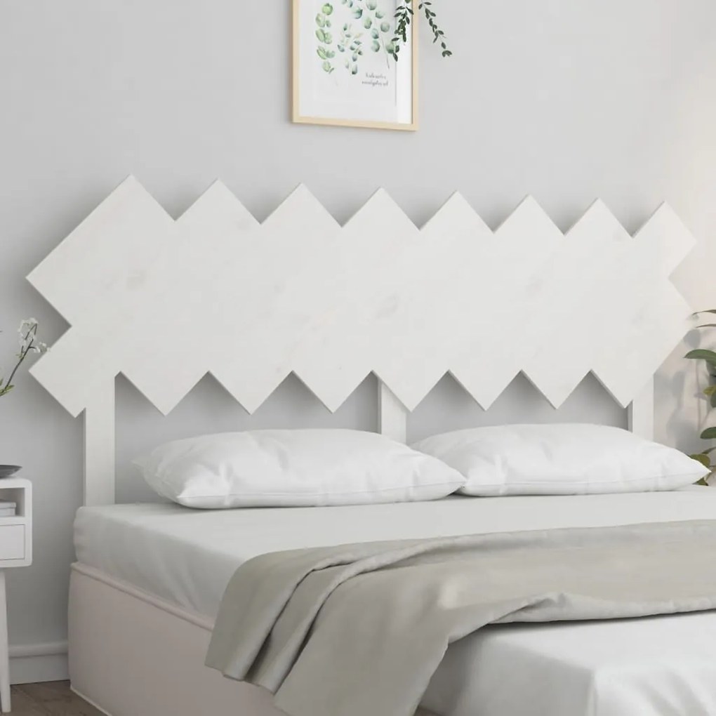 Testiera Per Letto Bianca 159,5x3x80,5cm Legno Massello Di Pino /
