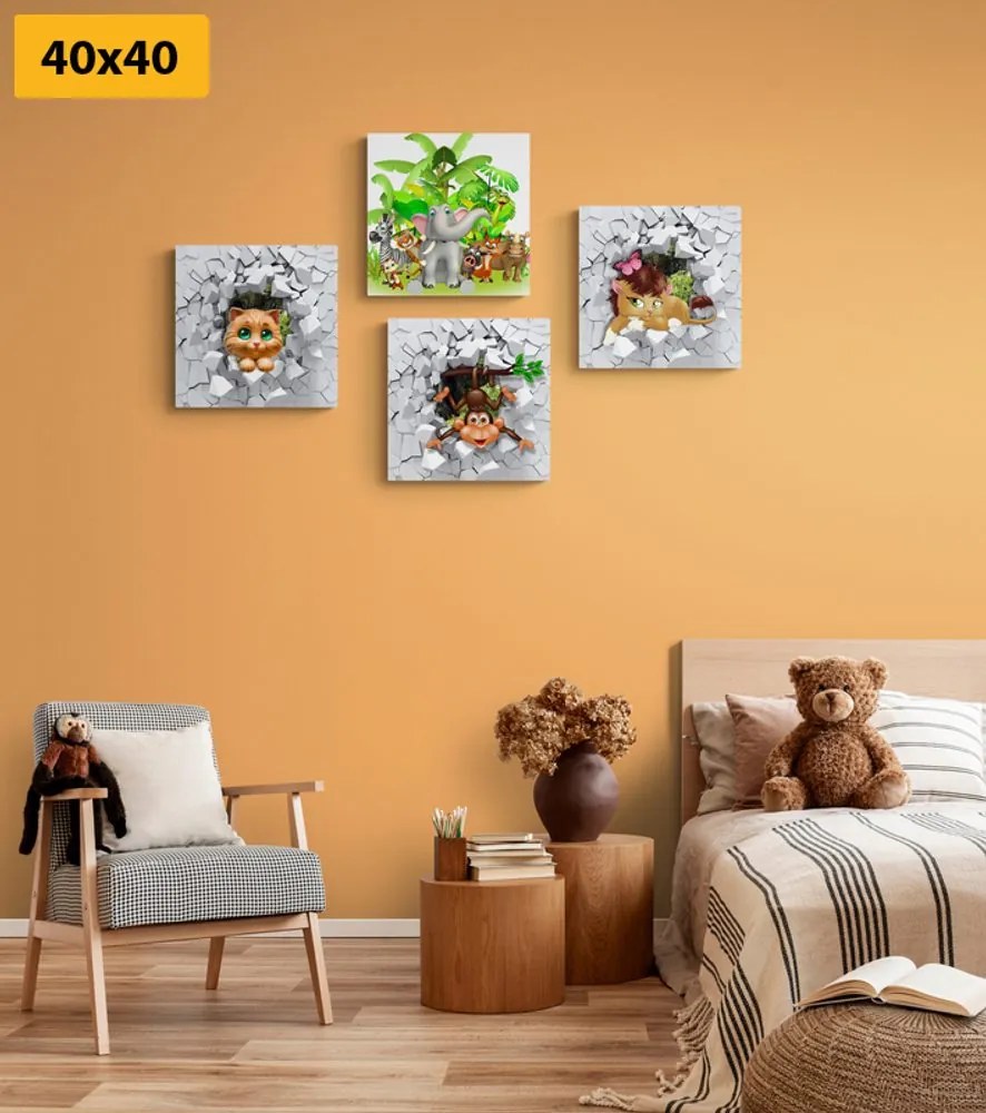 Set di quadri – Giungla piena di animali