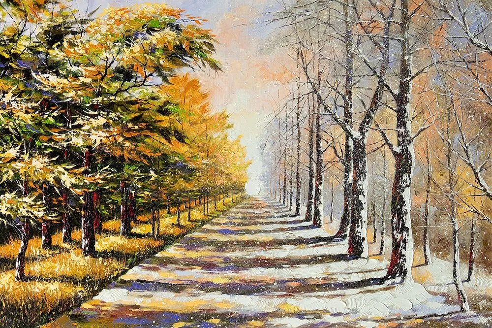 Carta da parati autoadesiva – Viale alberato autunnale